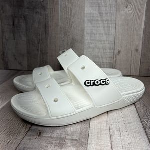 Crocs Women's Classic Slide Sandal Comfort Two Strap Slip On White Size 9